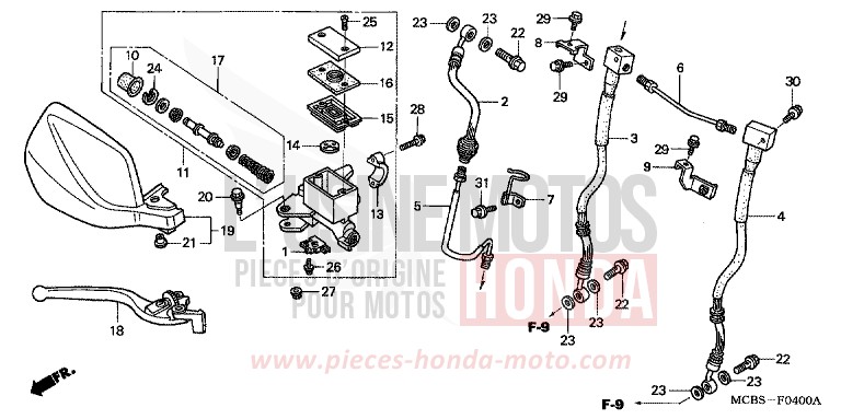 FR. BRAKE MASTER CYLINDER for Transalp 650 PEARL BREEZY BLUE (PB341E) from 2004